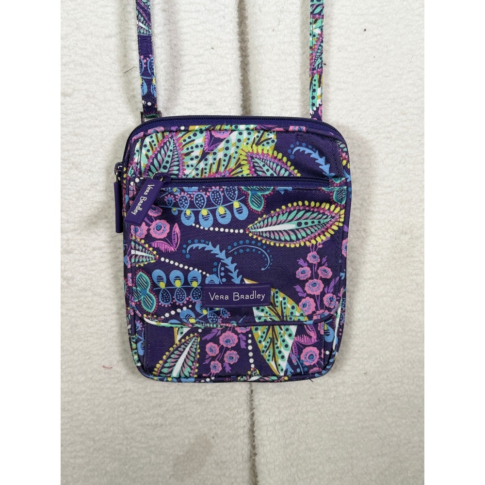 Vera Bradley Purple Paisley Floral Batik Leaves Crossbody Bag